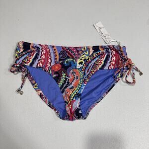 Anne Cole Floral Paisley Alex Side Tie Bikini Bottom Swimwear Size XL Multicolor
